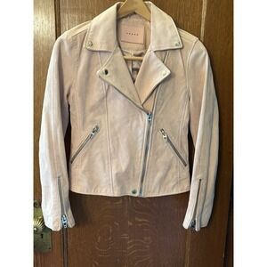 Petal Pink Suede Moto Jacket  Silver Zippers Women's‎ XS Boho Whimsigoth Western